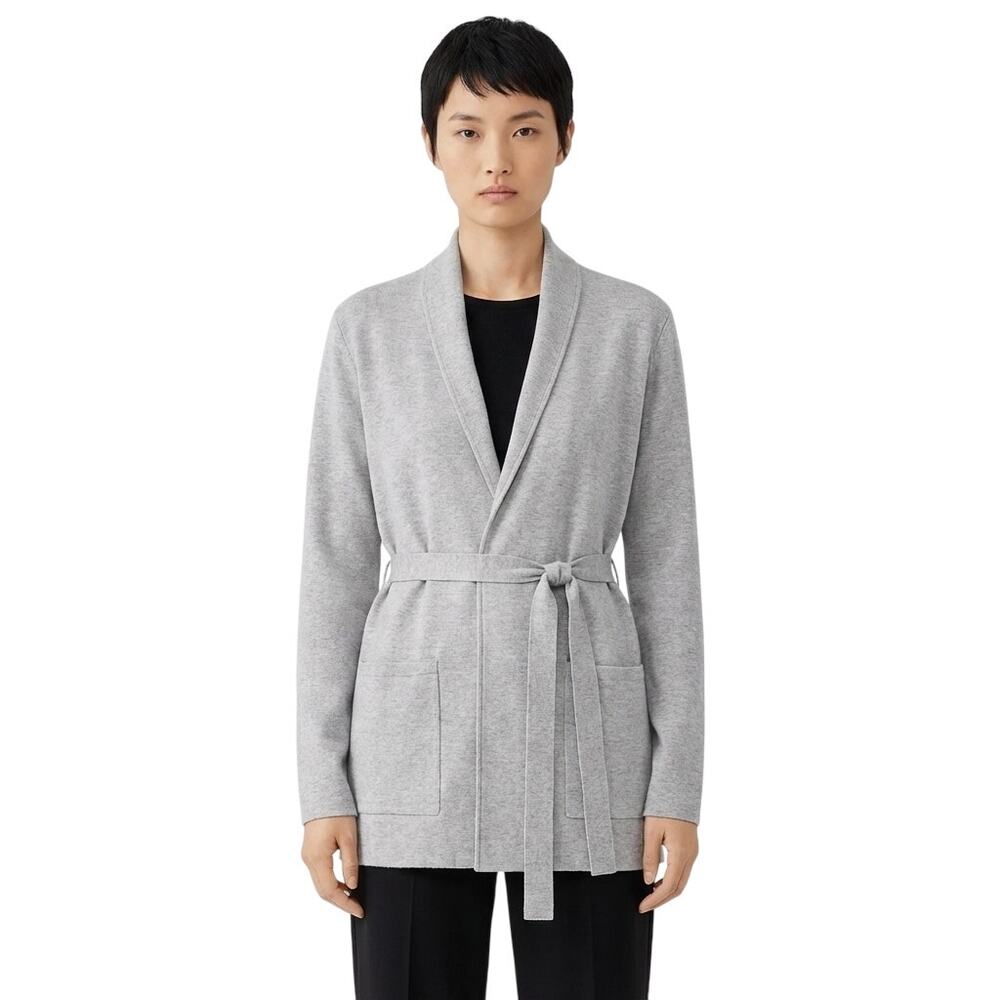 BABATON Aritzia Ty Short Gray Belted Cardigan Sweater Size